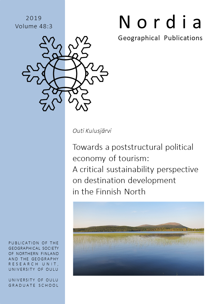 					Näytä Vol 48 Nro 3 (2019): Towards a poststructural political economy of tourism: A critical sustainability perspective on destination development in the Finnish North
				
